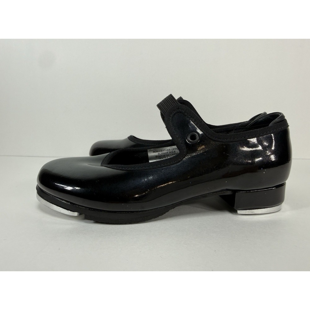 BLOCH Girls Black Patent Faux Leather Tap Shoes Techno Tap Size 10.5 M